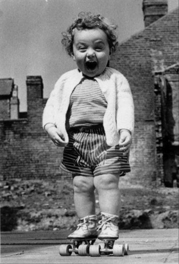 Baby on roller skates